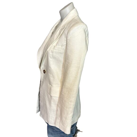 Karina Grimaldi White Linen Jacket  XS Work Career Tailored Designer $295 NEW - Picture 6 of 9